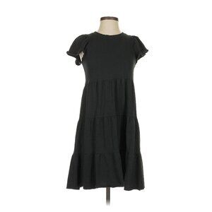J.Crew Black Midi Tiered Viscose Dress